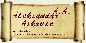 Aleksandar Ašković vizit kartica